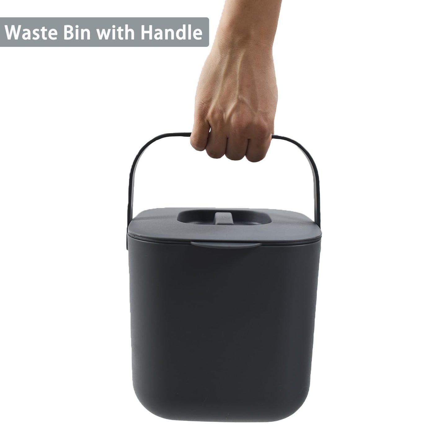 Umtiti 4 Litre Kitchen Compost Bin with Handles for Countertop Food Scrap Collection.Dary Gray-4L-CA
