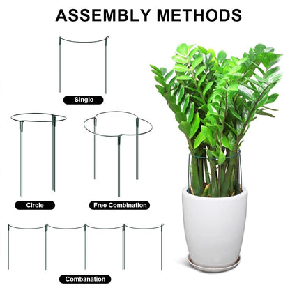 6 Pack Plant Support Stakes, Upgraded Extend Support Poles13-24 in, Metal Half Round Plant Support Ring with 10 Clips + 30m Ties +10 Label Inserts for Peonies, Tomatoes, Peonies Indoor/Outdoor