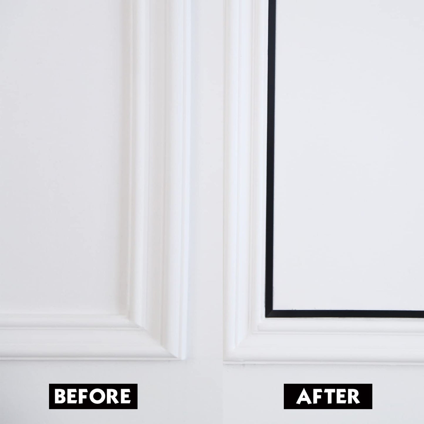 Trimold Matte Black Molding Trim, Peel and Stick Mirror Border Design, Flexible Wall Ceiling Floor Cabinet Tile Edge Moulding, 5m x 1cm