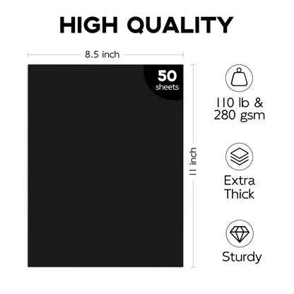 110lb Black Heavyweight Construction Paper, Goefun 100 Sheets Black Cardstock Paper Thick Paper for Invitations, Menus, Scrapbook, DIY Cards