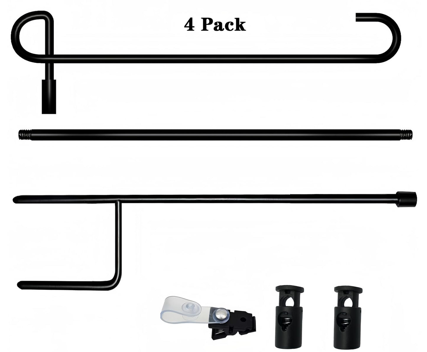 Akeydeco Garden Flag Pole Stand Holder, 4 Pack Garden Flags for Outside with Flag Stopper and Clip Waterproof Powder-Coated Paint for Flag Pole Holder for Outside House,Yard Flags for Outside