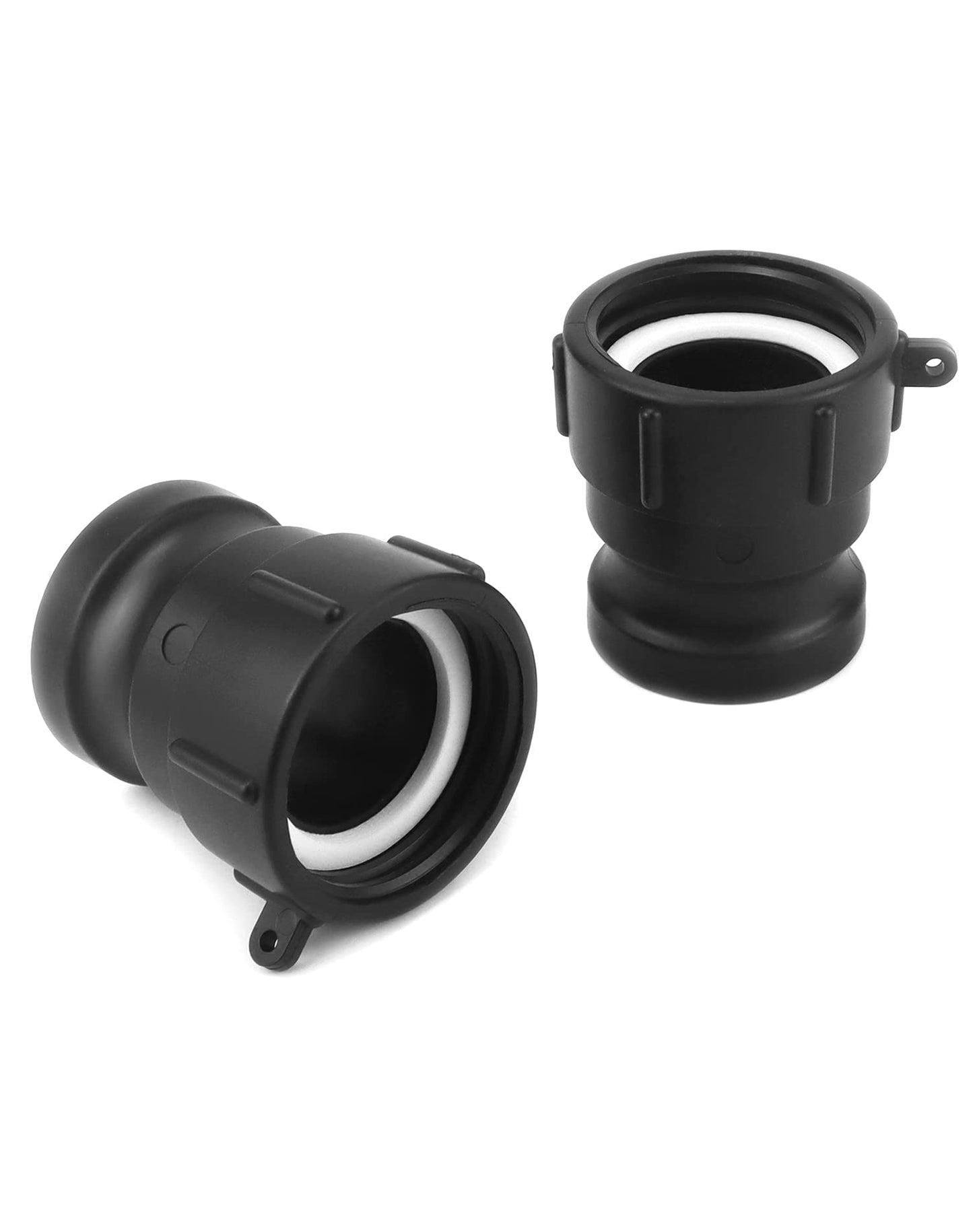 QWORK Poly Cam Lock Fittings, 8 Pack 2” Part A Cam Groove Hose Fitting, 2" Male Adapter x 2" Female Thread, IBC Tote Valve, IBC Tote Fittings, Black