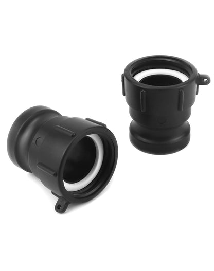 QWORK Poly Cam Lock Fittings, 8 Pack 2” Part A Cam Groove Hose Fitting, 2" Male Adapter x 2" Female Thread, IBC Tote Valve, IBC Tote Fittings, Black