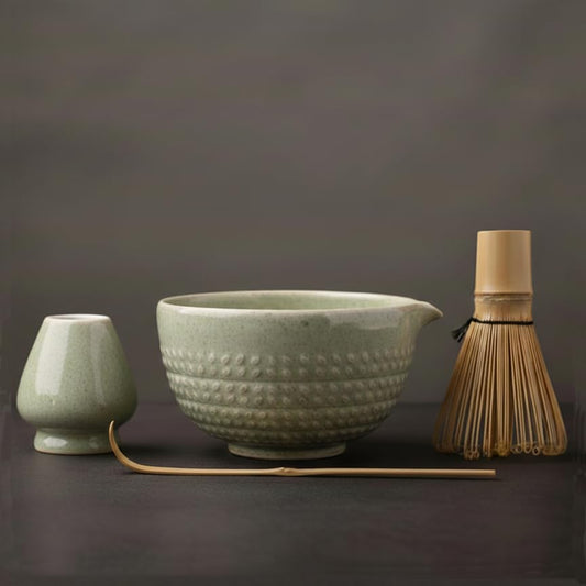 10 Pcs Matcha Whisk Set - 15 OZ Matcha Bowl with Spout and Whisk Holder & Measuring Cup - Bamboo Matcha Scoop and Spoon - Stainless Steel Sifter - Cleaning Brush - Matcha Kit for Japanese Tea Ceremony