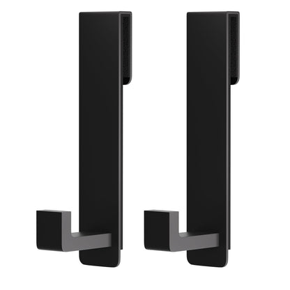 PMMASTO Shower Door Hooks, (7.5 Inch) Extended Over Door Hooks for Bathroom Frameless Glass, Stainless Steel Bath Towel Hooks, Heavy Duty Towel Hanger Rack (Black 2 Pack-L Shape)