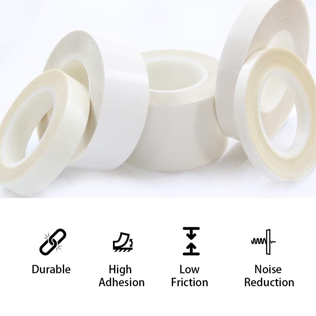 APT 0.012" Thick Low Friction UHMW Tape, Extra Durable Ultra-high Molecular Weight Polyethylene, Surface Protection, Noise Reduction. Ideal for Rails, Drawers and Lining (1" x 5Yds)