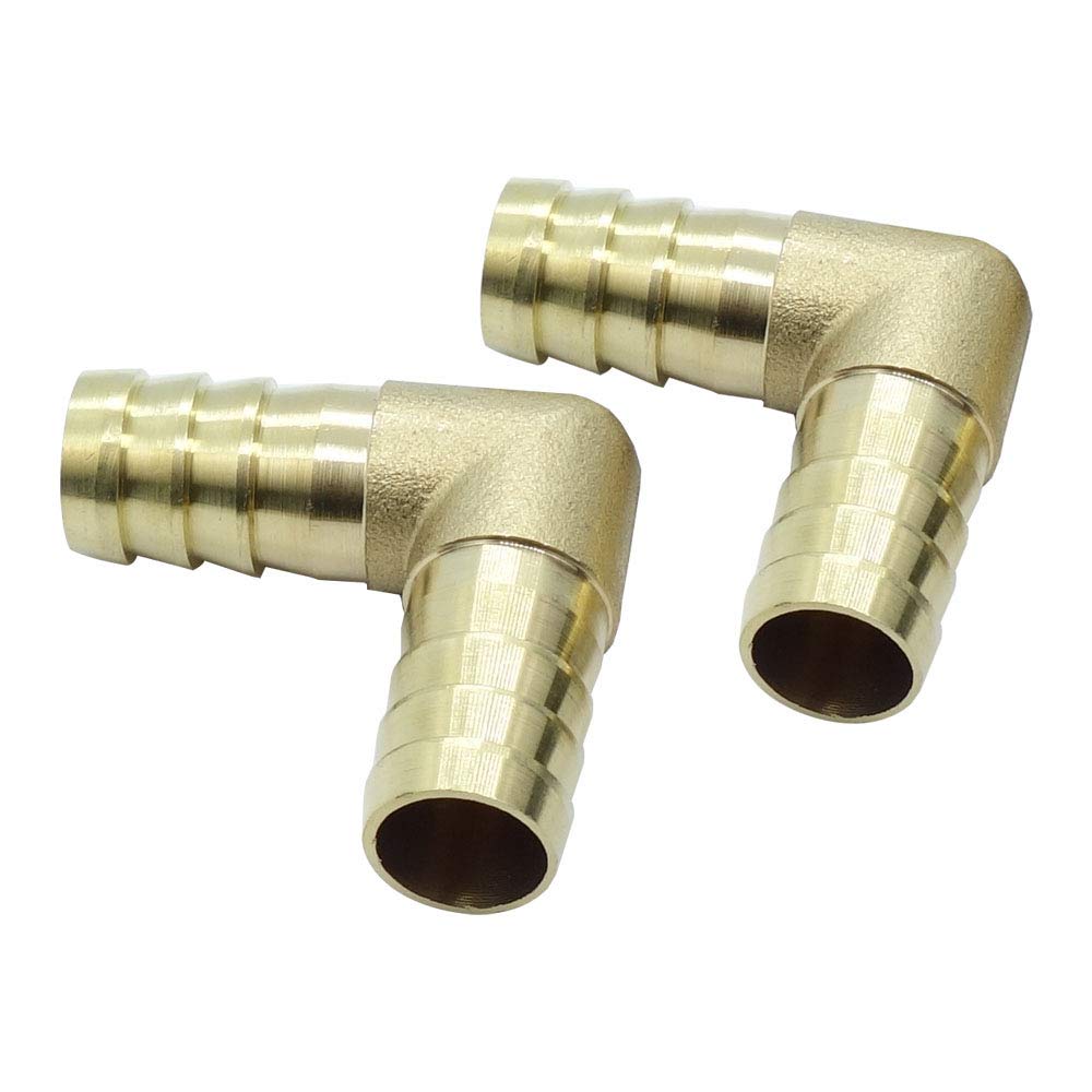 2pcs Brass Hose Barb Fitting 90 Degree Elbow 3/4" Barbed x 3/4" Barbed For Air/Water/Fuel/Oil/ Gases With 4pcs stainless steel clamps