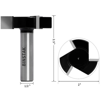 CNC Spoilboard Surfacing Router Bit, 1/2-Inch Shank 2-Inch Cutting Diameter, Slab Flattening Router Bit Planing Wood Planer Bit by BINSTAK (Carbide)