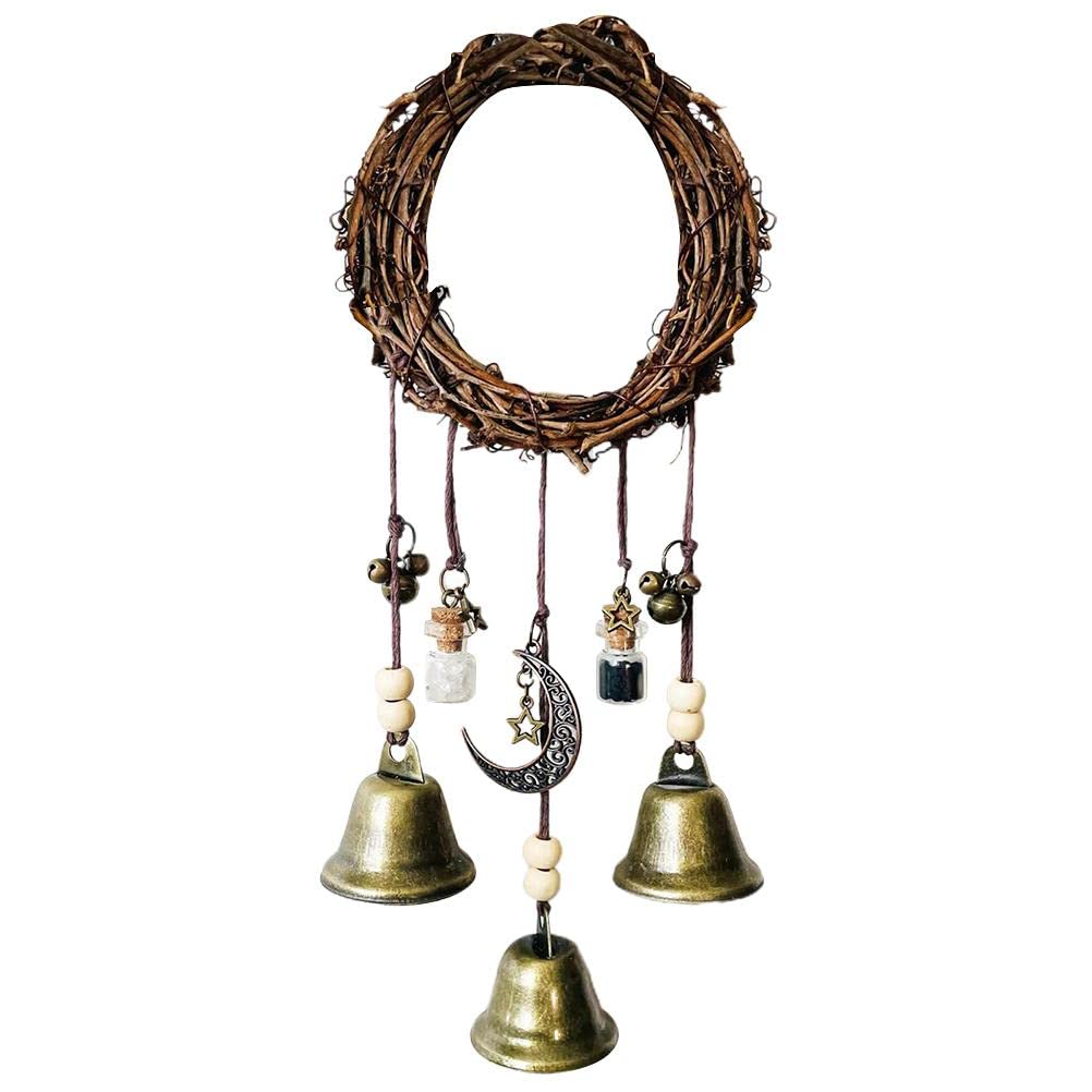 yuandan Handmade Witch, Wreath Witch Bells Door Hangers Hanging Witch Bells Handle Pendant Rattan for Home Door Decorationfor