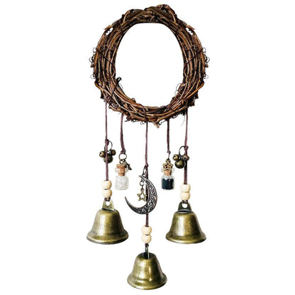 yuandan Handmade Witch, Wreath Witch Bells Door Hangers Hanging Witch Bells Handle Pendant Rattan for Home Door Decorationfor