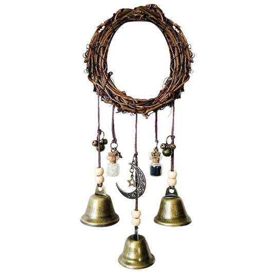 yuandan Handmade Witch, Wreath Witch Bells Door Hangers Hanging Witch Bells Handle Pendant Rattan for Home Door Decorationfor