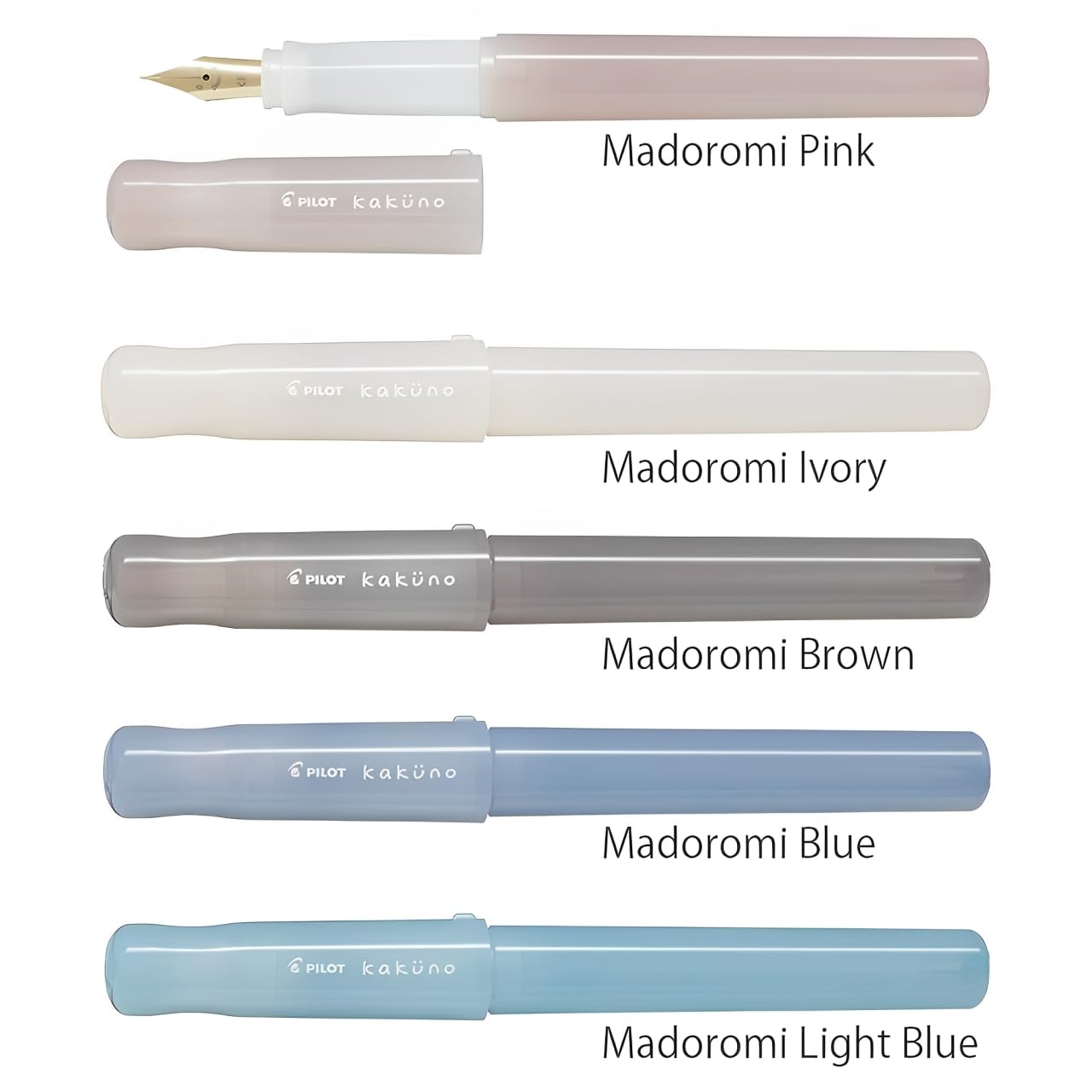 Pilot Kakuno Fountain Pen Madoromi Color Series, Gold (Smiley Face) Fine Nib, Perfect for Beginners and Creative Expression, Ivory, PFKA-1MDIF