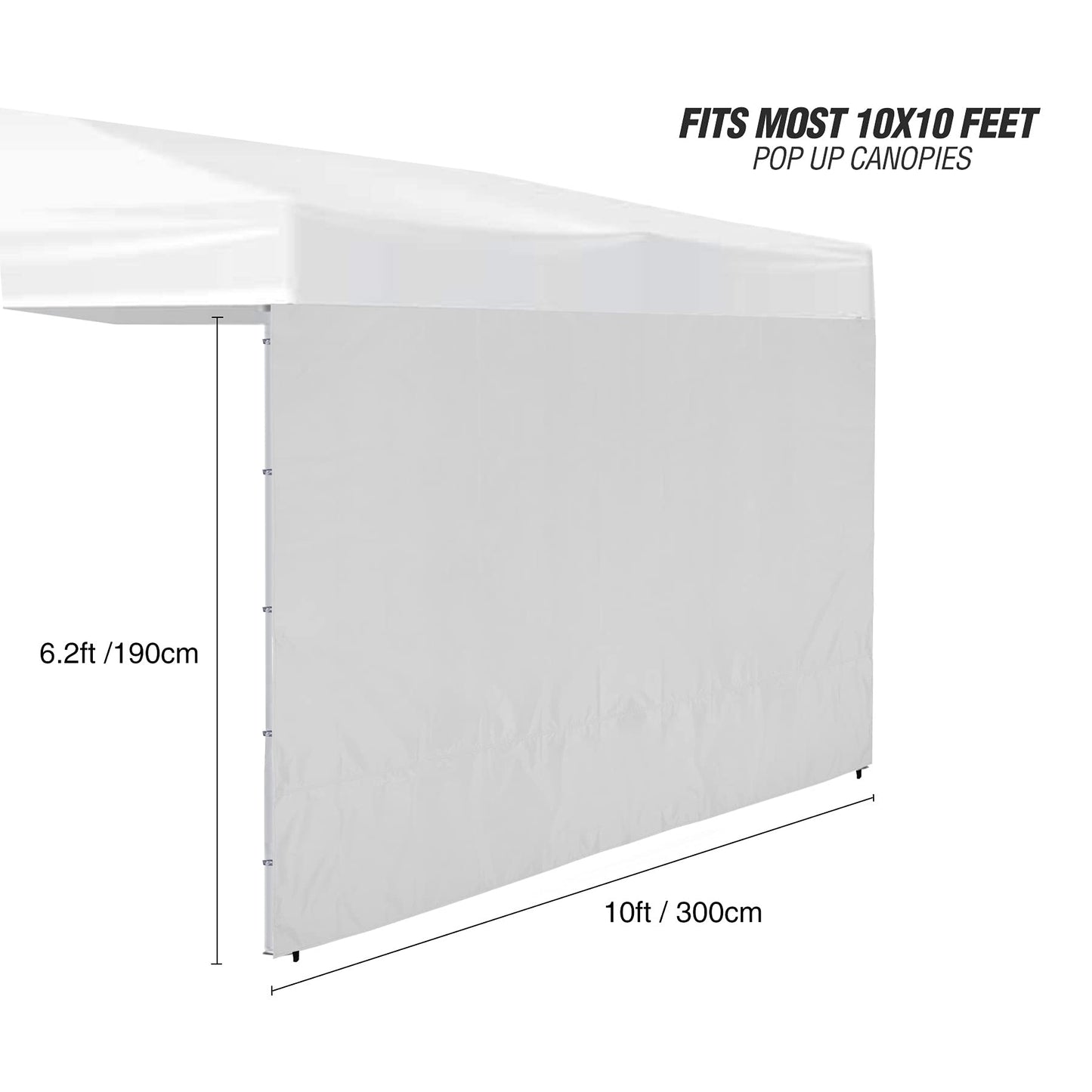 REDCAMP Instant Canopy Sidewall for 10x10ft Pop Up Canopy, 1 Pack Sunwall Only, White/Silver (1 Sidewall Only, Canopy Tent NOT Included)