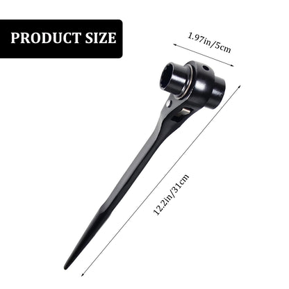19mm x 22mm Spud Ratchet Wrench Set, 2 Pcs Dual-Head Ratcheting Spanner, Professional Scaffold Podger Wrench with Pry Bar End