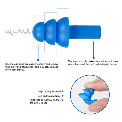 Quality Plugs by Rips 100 Pair Reusable Soft Silicone Ear Plugs - Waterproof, Washable, Noise Cancelling - Perfect for Swimming, Music Concerts, Construction, Shooting, Hunting, Motor Sports, Sleeping