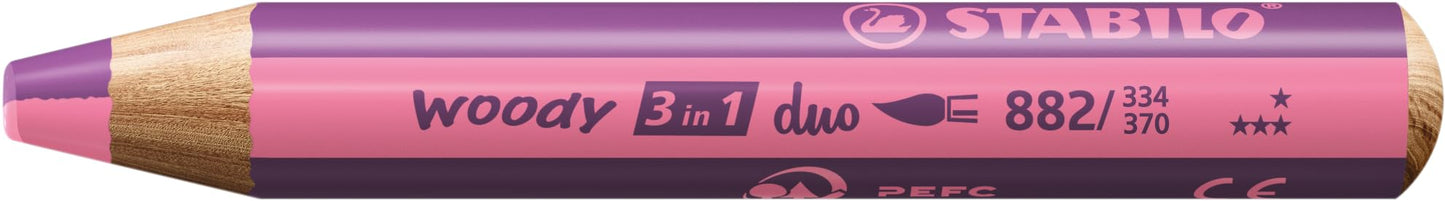 STABILO Multi-Talented Pencil woody 3 in 1 duo - Pack of 6 - Assorted Colors with Sharpener