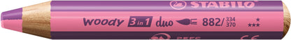 STABILO Multi-Talented Pencil woody 3 in 1 duo - Pack of 6 - Assorted Colors with Sharpener