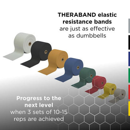 TheraBand Resistance Bands, 6 Yard Roll Professional Latex Elastic Band For Upper & Lower Body, Core Exercise, Physical Therapy, Pilates, Home Workouts, Rehab, Blue, Extra Heavy, Intermediate Level 2