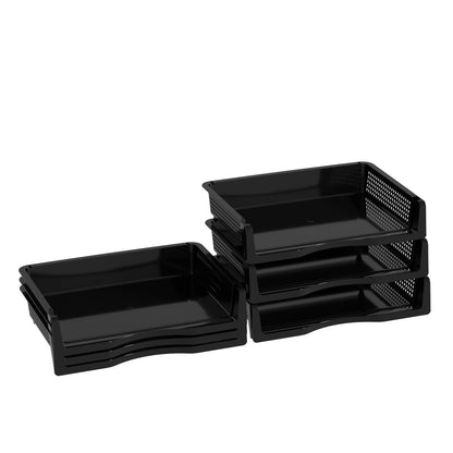 Vcansay 6 Tier Plastic A4 Size Document Trays, Office Stackable Letter Paper File Trays, Black