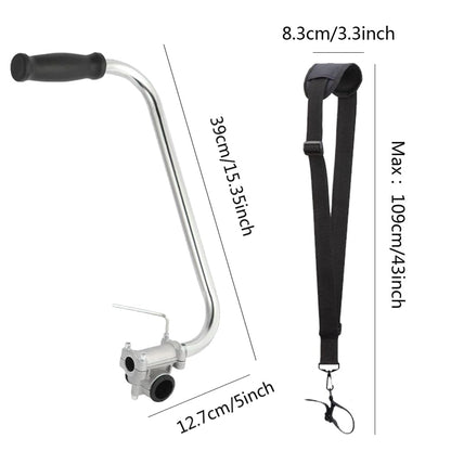 15.35in String Trimmer Handle,with Shoulder Strap Harness,Ergonomic Trimmer Aluminum Alloy Grip with Bracket Clamp,Weed Eater Extension Handlebar Attachment for Lawn Care Landscaping Yard Trimming