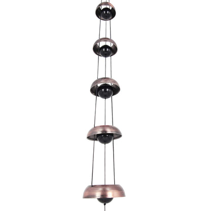 Bell Wind Chimes, Temple Wind Bell, Red Copper Wind Chimes with 5 Bells, Feng Shui Wind Chime for Home Yard Outdoor Decoration, A Great Memorial Wind Chime for Someone Who Loves Peace Red Copper