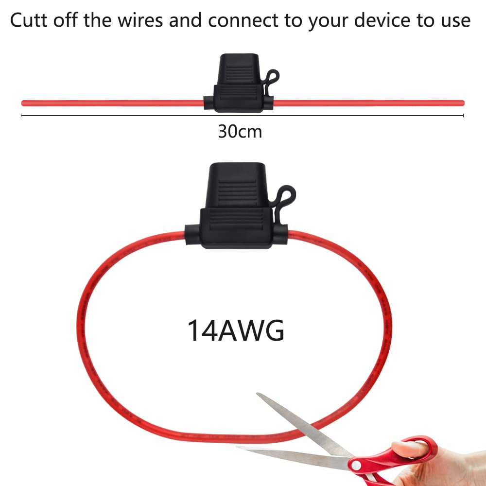 WMYCONGCONG 20 PCS 14 AWG Inline Fuse Holder 12V for ATC/ATO Car Marine Boat Truck Auto Use with Waterproof Cover (Standard Size)
