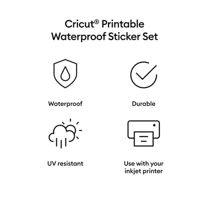 Cricut Printable Waterproof Sticker Set, 20 Transparent Sheets (8.5" x 11") - Compatible with Inkjet Printers - For Joy Xtra, Explore, & Maker Machines