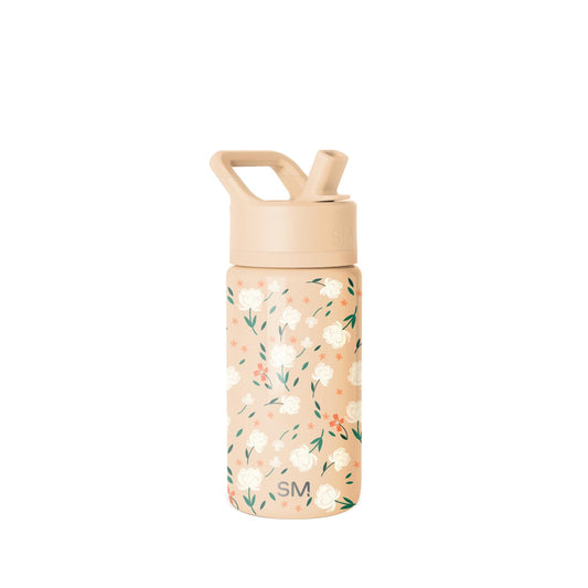 Simple Modern Kids Water Bottle with Straw | Insulated Stainless Steel Reusable Tumbler for Toddlers, Girls, Boys | Summit Collection | 14oz | Chloe Floral