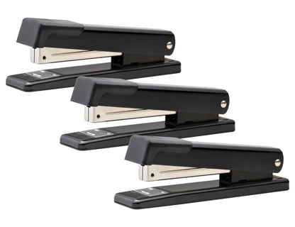 Bostitch Office Classic Metal Desktop Stapler, 20 Sheet Capacity, Dual Clinch, Opens for Tacking, Full-Strip, Black, 3-Pack