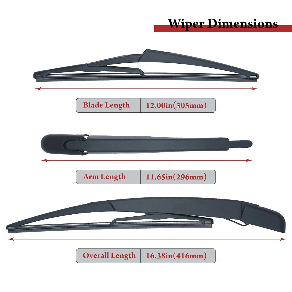 Rear Windsheild Wiper Arm Blade for Nissan Rogue 2008-2013, Nissan Juke 2011-2016# 28780-JM00A, Back Window Wiper Set