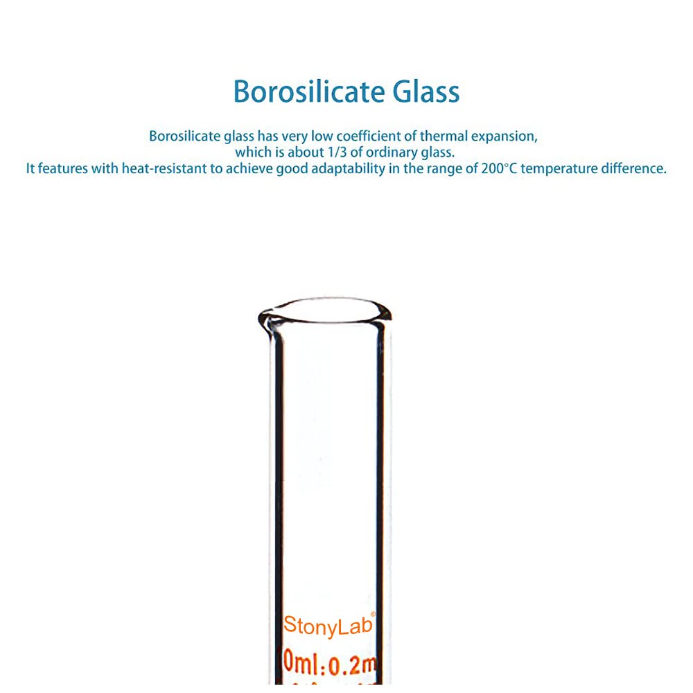 StonyLab 4-Pack Borosilicate Glass 10ml Heavy Wall Graduated Cylinder Measuring Cylinder, 10ml