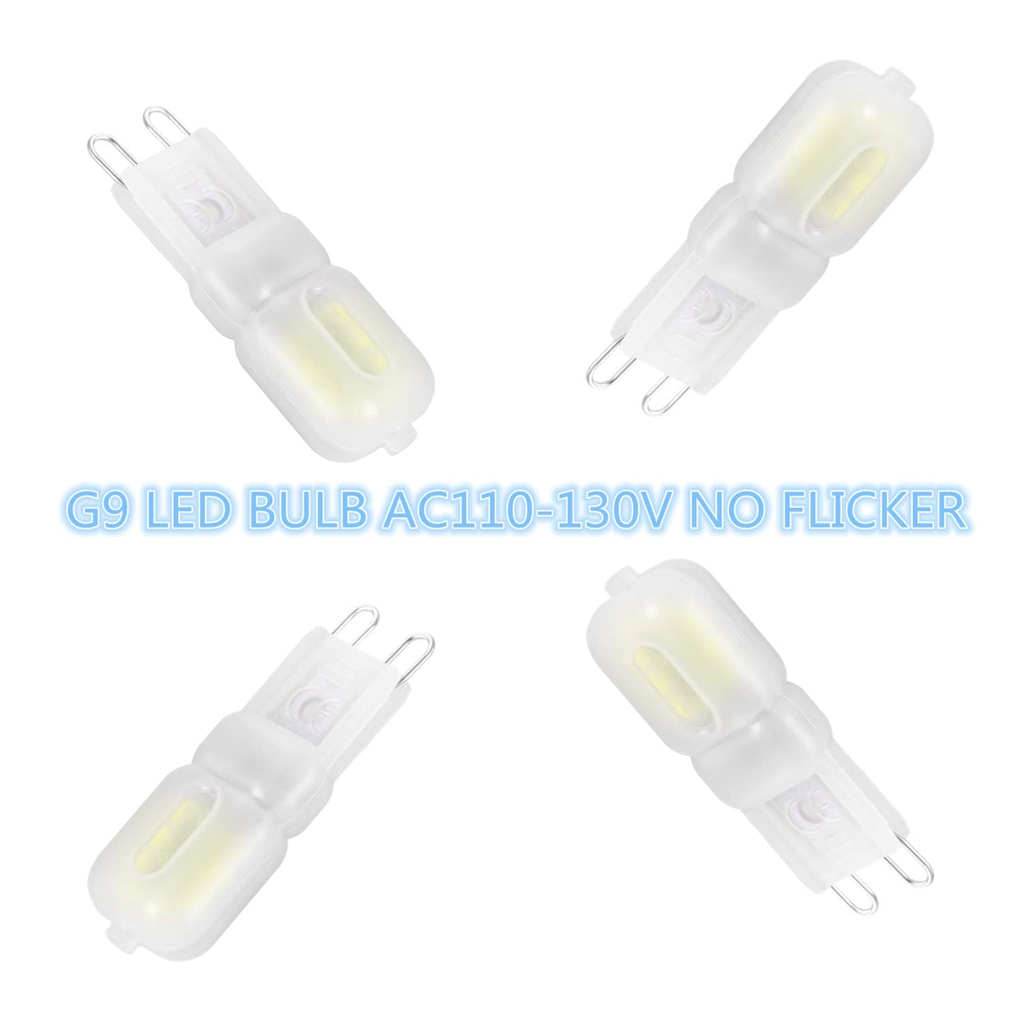 G9 Led Bulb 2W, 20W Halogen Equivalent G9 Warm White 3000K White light 6000k G9 Bi-Pin Base Non-Dimmable 360° Beam Angle Light Bulbs AC110 120 130V Daylight Led Light Bulbs 10 Pack (White Light 6000K)