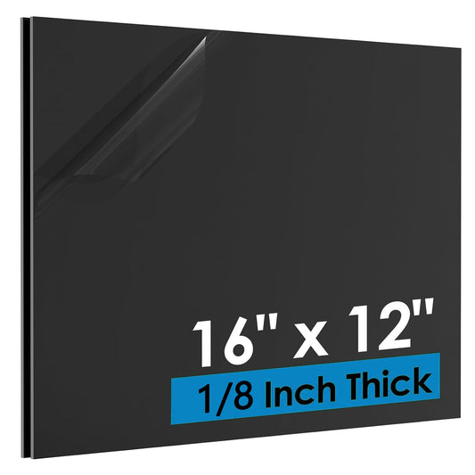 Wonninek 2 Pack ABS Plastic Sheet 16" x 12" x 1/8", Black Flexible Plastic Sheets with Textured & Matte, Moldable ABS Sheet Plate Flexible Plastic Sheets for Home Decor, Craft Projects (3mm)