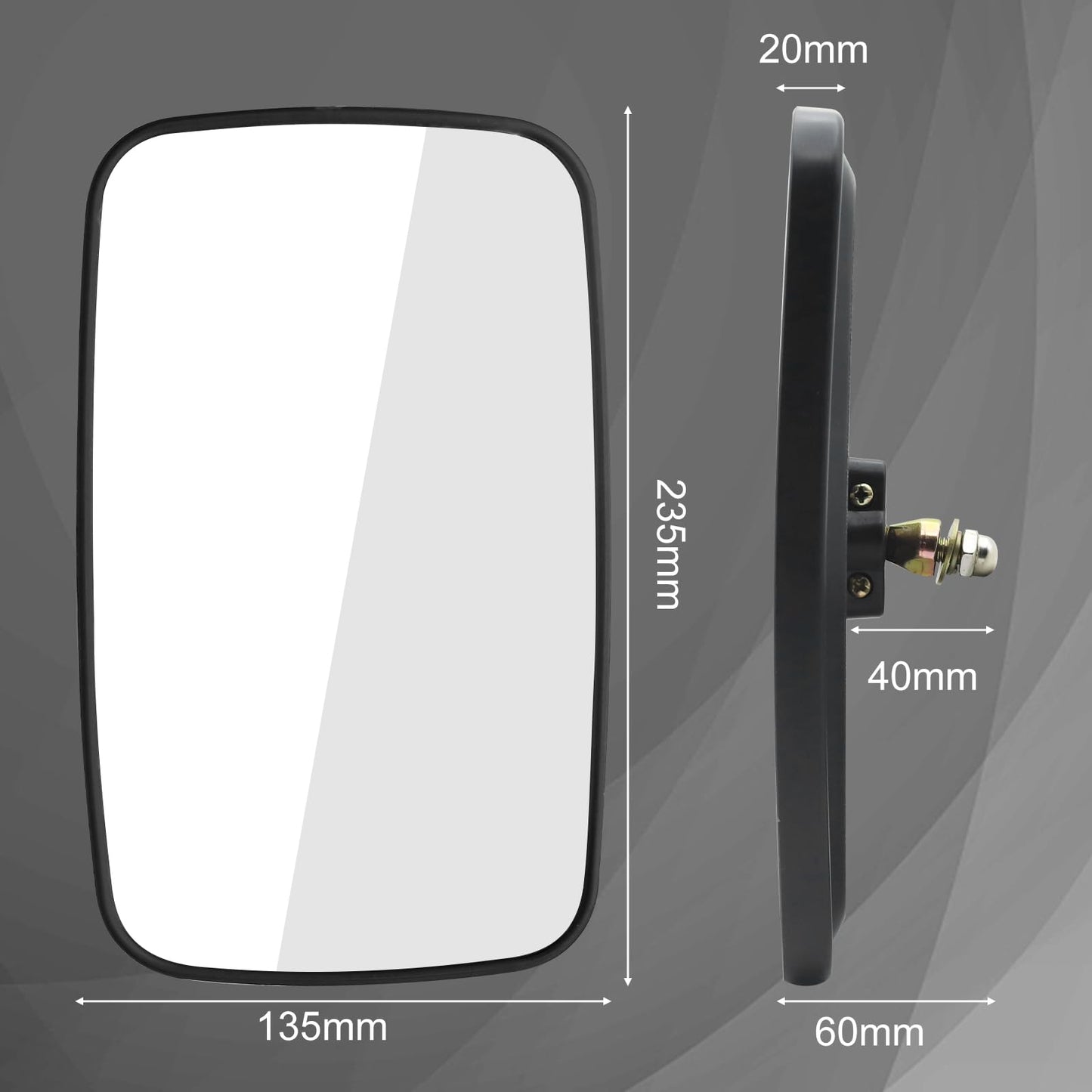 Forklift Rearview Mirror Square HD Wide-Angle Tractor Mirror Convex Auxiliary Rear View Mirrors for Truck Trailer Forklift RV Track Loader, 23.5CM x13.5CM, 1PCS