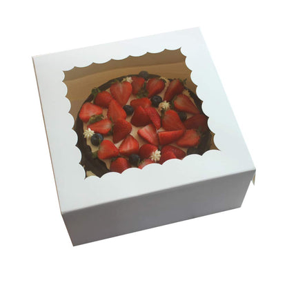 ZMYBCPACK 10" x 10" x 5" Cake Boxes with Window & 10" Round Cake Boards(10 Pack of Each), Paperboard Cake Baker Box for Bakery, Cakes, Pastries