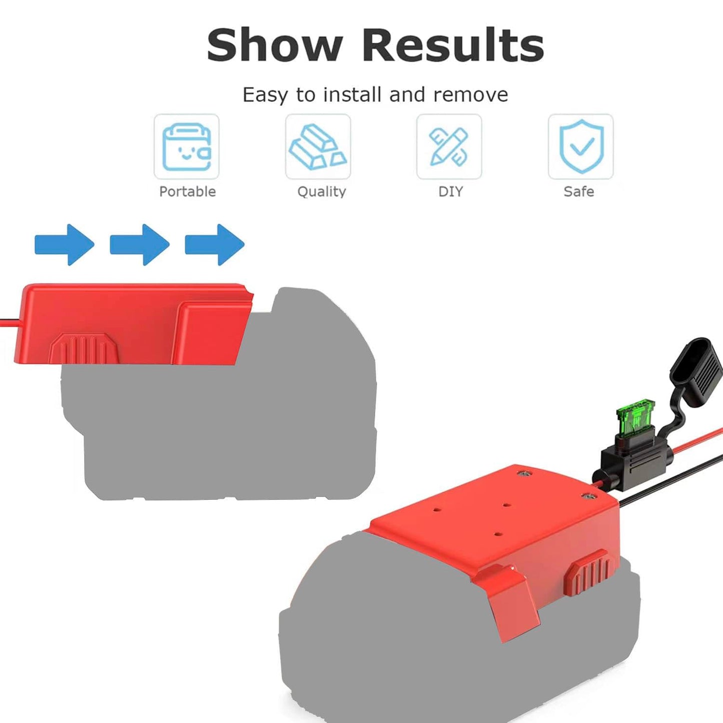 2 Packs Power Whee-l Adapter Compatible with Milwaukee Battery,Runbod 18V Adapter Power Whee-l Battery Converter Kit with Fuse Holder and 30Amp Fuses for DIY, RC Toys and Robotics, Red…