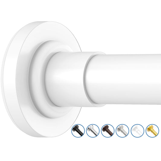 SUNALLY Shower Curtain Rod Adjustable 32-75 Inch, Spring Tension Shower Curtain Rods Stainless Steel Telescoping Curtain Rod for Bathroom or Windows, No Drilling, No Slip, No Rust, White