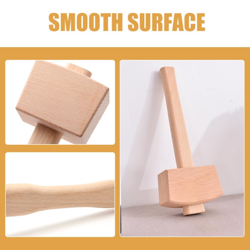 SEWACC Wooden Mallet for Woodworking and DIY Projects Beech Wood Handle Hammer with Ergonomic Grip Compact