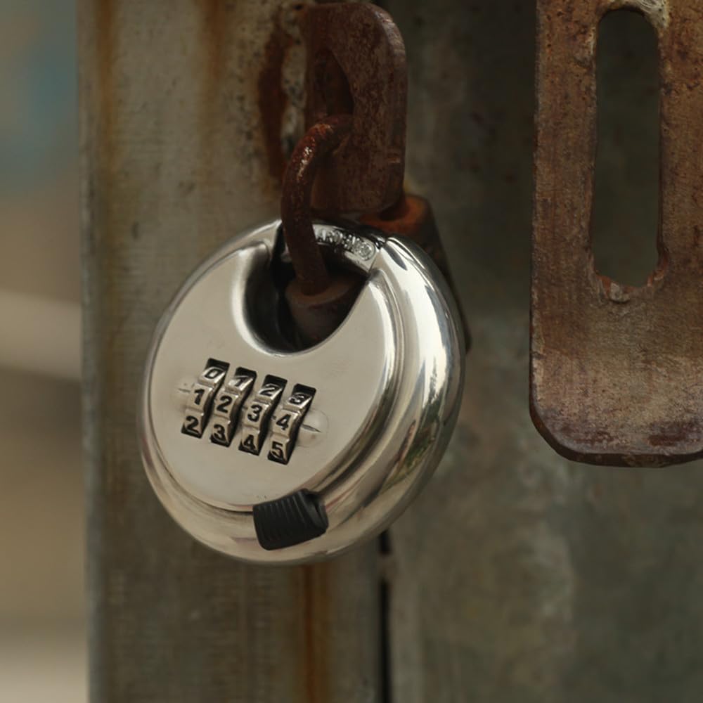 DIGIFLEX Heavy Duty Combination DISC Padlock - 4-Digit Security for Your Property - Toughened Stainless Steel Construction