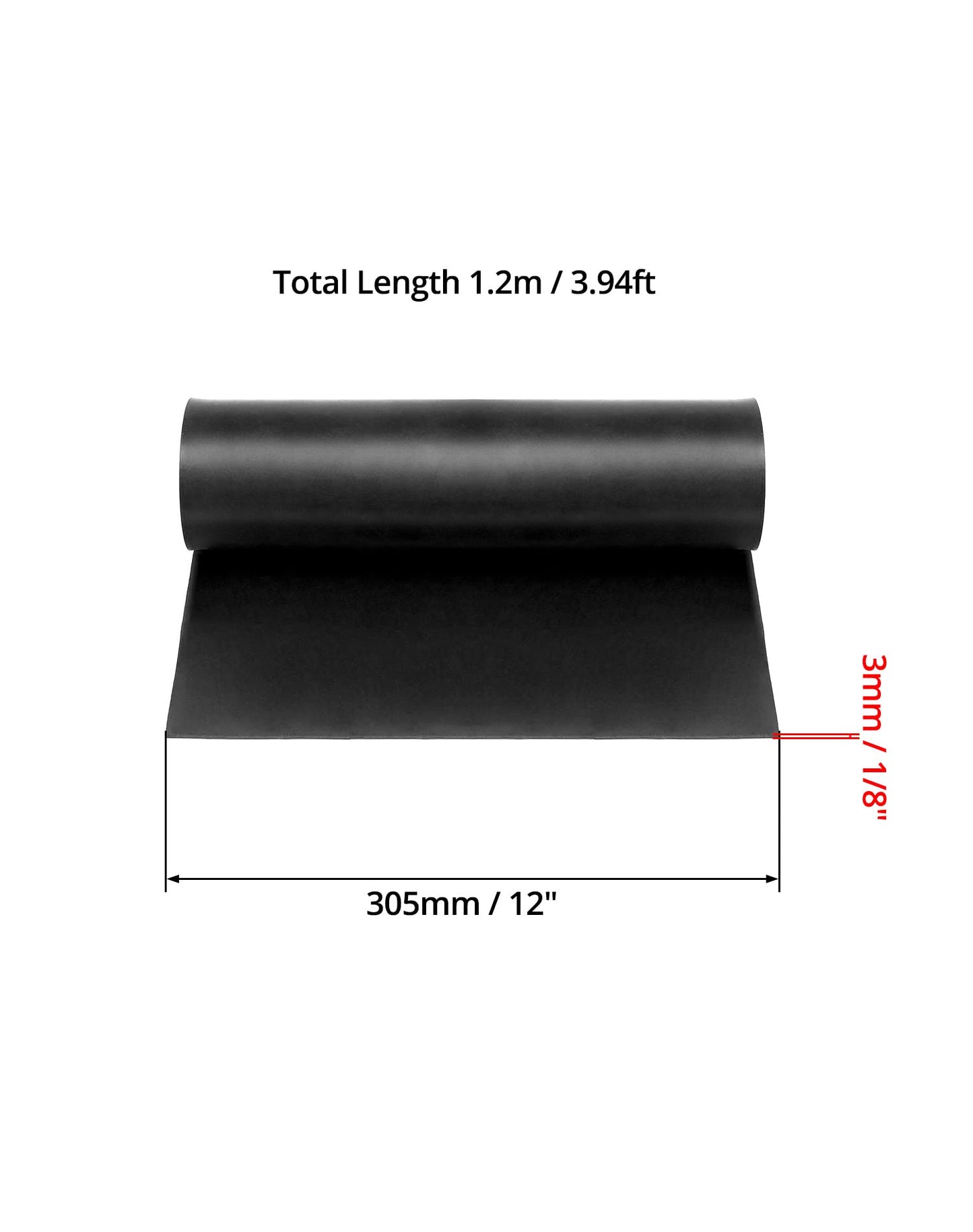 QWORK Rubber Sheet Roll, Solid Rubber Gasket Strip, 48" Long x 12" Wide x 1/8" Thick, for Sealing, Bumpers, Weather Stripping, DIY Gaskets, Crafts, Flooring, Supports