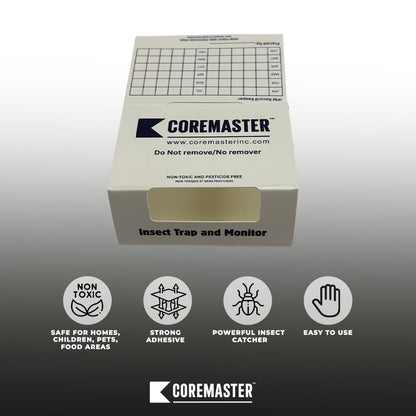 Coremaster Insect Monitor & Traps | Strong Adhesive Boards for Roaches, Ants & Crawling Insects | for Indoor Use i.e Kitchen, Basement,Garage & Storage Areas | Safe, Non-Toxic (24 Boards - 72 Traps)
