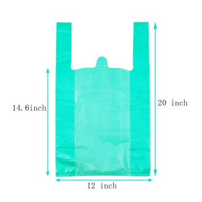 T Shirt Bags Plastic Grocery Bags with Handles in Bulk for Shopping and Surpermarket, Bolsas De Plastico para Negocio,12 x 20 Inch (Lake Blue 200 Pcs)