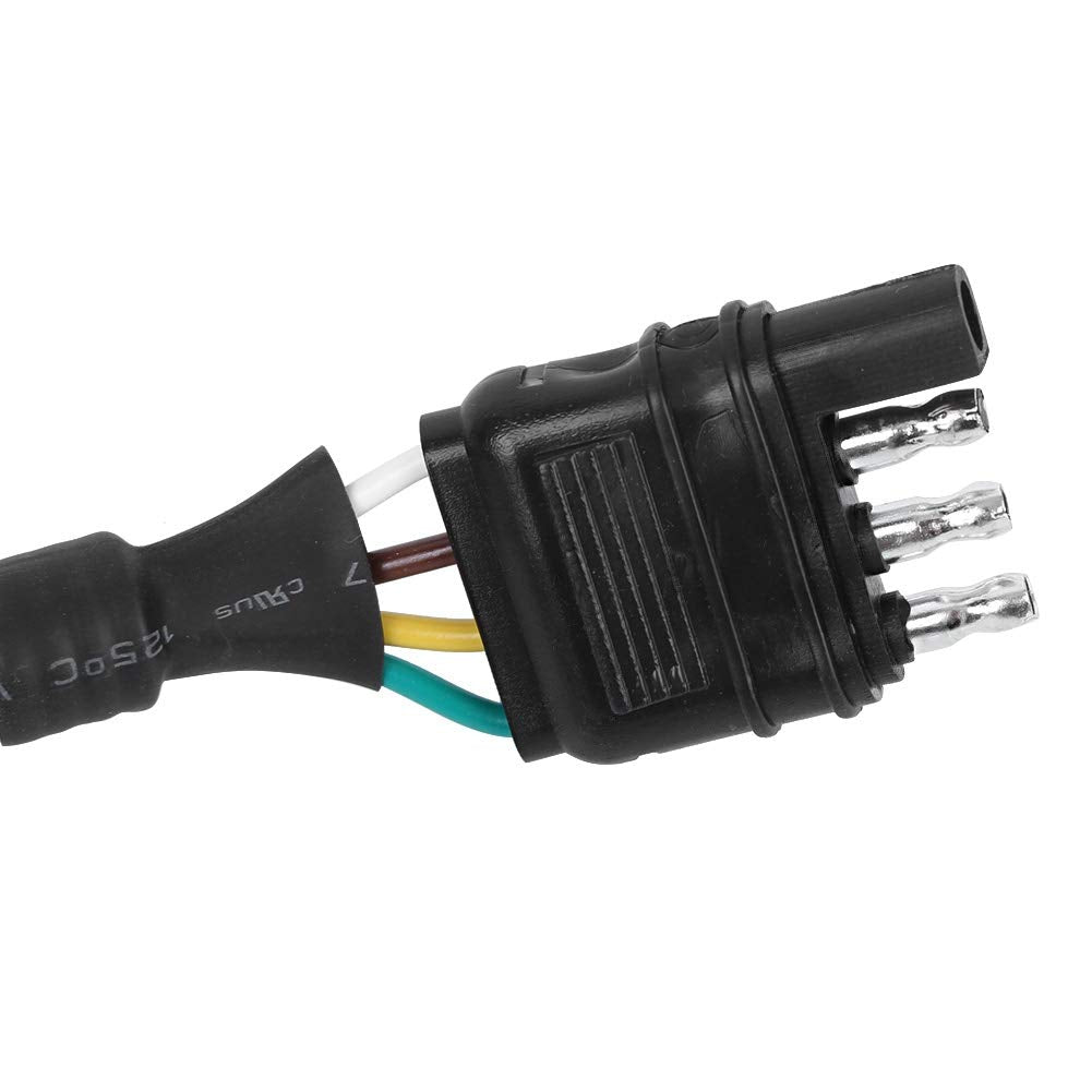4 to 7 pin Trailer Adapter, 6-24V Multi-Tow 4 Pin to 7 Pin Trailer Wiring Harness Tow Hitch Wire Adaptor with Bracket Waterproof Connector US Type
