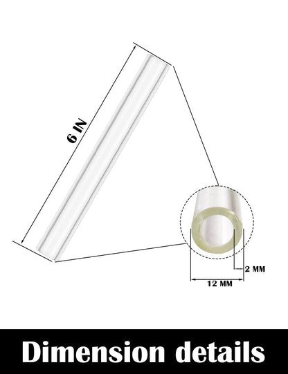 10 Pieces of Clear Glass Tubes 6 Inches Long 12mm OD 8mm ID 2mm Thick Wall Glass Borosilicate Blowing Tubes