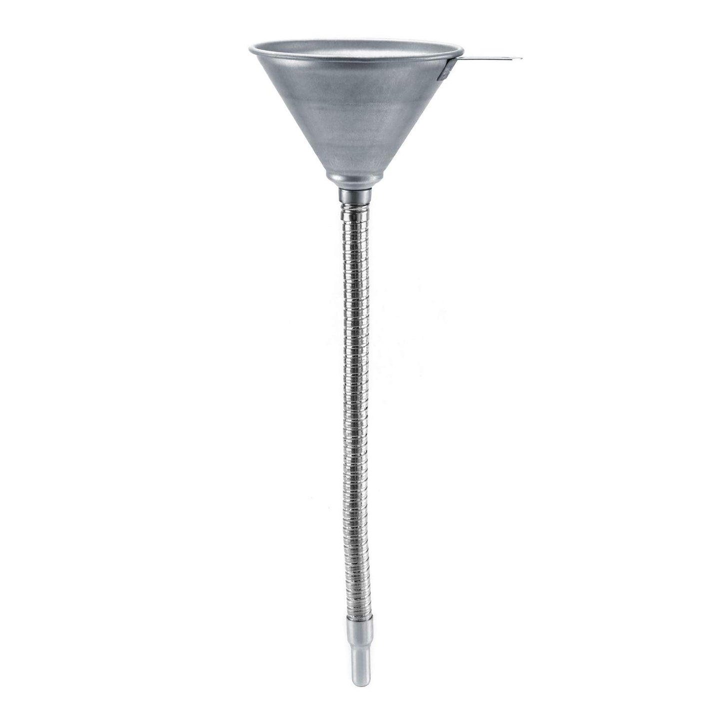 QWORK Spout Funnel with 14-9/16" Long Flexible Hose and Strainer, Steel Universal Priming Funnel for All Oils,Diesel Fuel and Other Liquids