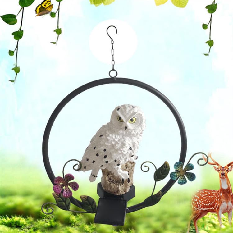 Solar Powered Garden Owl Statue Owl Gifts for Owl Lovers Waterproof Hanging Solar for Outdoor Decorative Unique Gifts for Lawn Yard Balcony