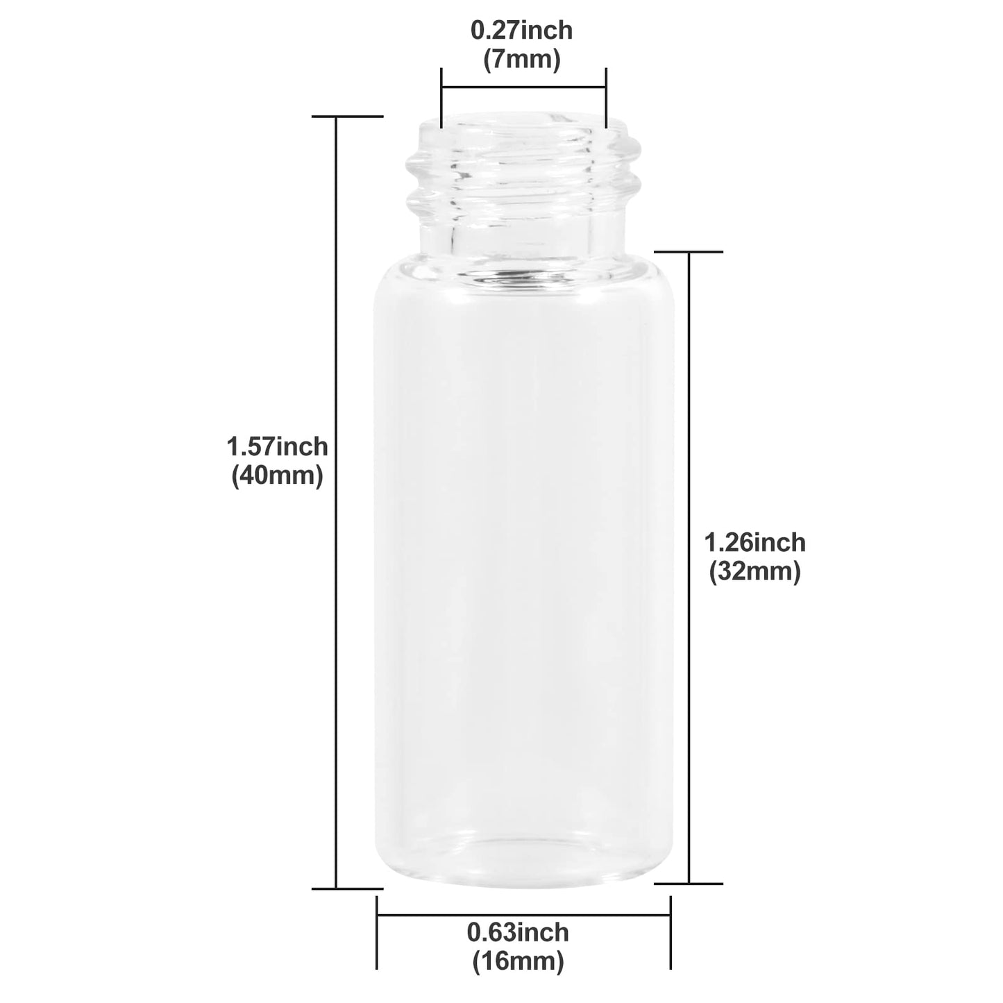 4ml Clear Glass Vials with Screw Caps and Plastic Stoppers, 1 Dram Small Liquid Sample Vial, Leak-Proof Vial, 50PCS