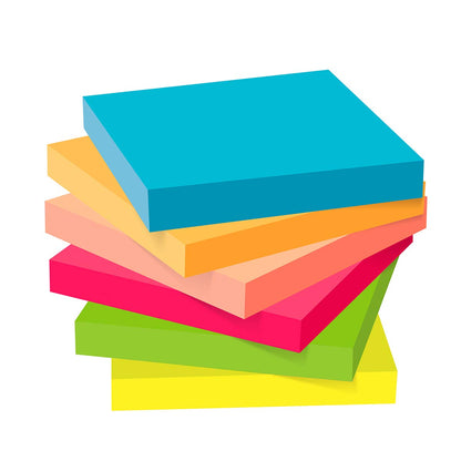 (24 Pack) ZCZN Sticky Notes 3x3 Inches, 2400 Sheets 6 Bright Color Self-Stick Note Pads, Easy to Post for Office, Home, Meeting, School