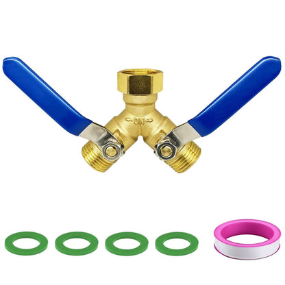 304 Stainless Steel Garden Hose Splitter 2 Way Heavy Duty,Full Flow Hose Y Splitter with Long Handle, 3/4" GHT Thread Y Valve Water Garden Hose Tap Adapter