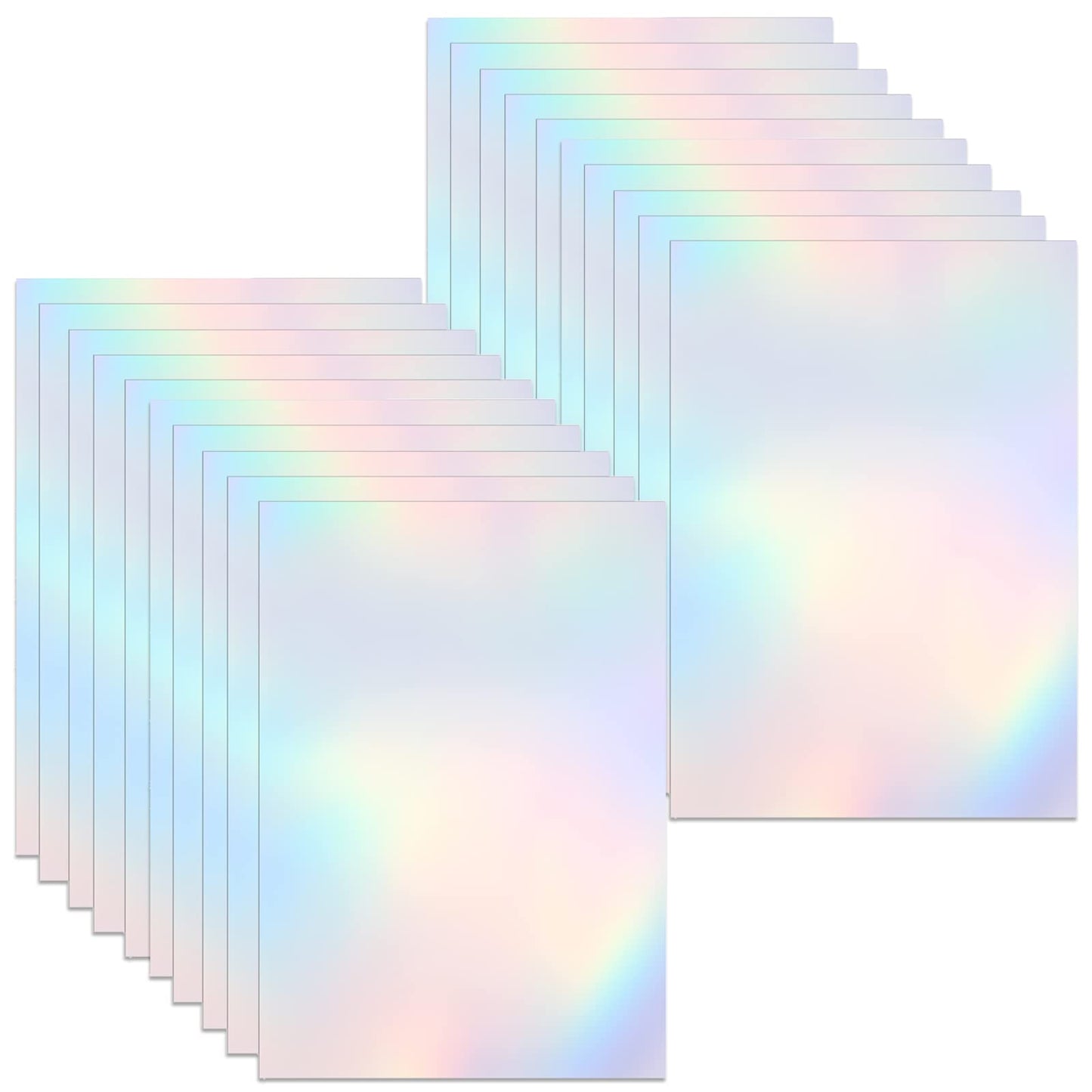 Bylion 20 Sheets Transparent Holographic Overlay Lamination Vinyl A4 Size Self-Adhesive Laminate Waterproof Vinyl Sticker Paper, 8.25 x 11.7 Inches